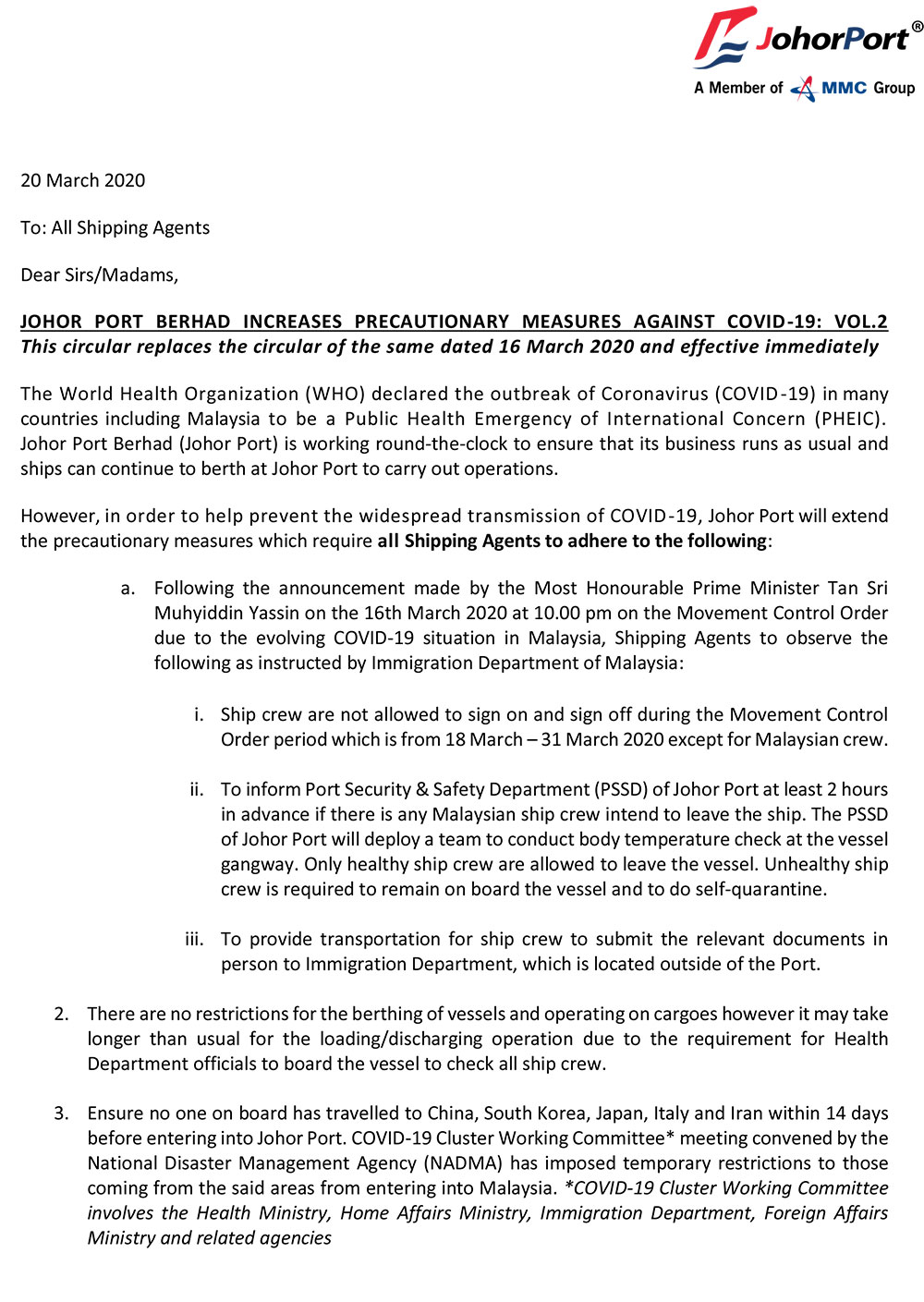 Circular of Weighbridge 2, Lane 3 Close for Replacement Works