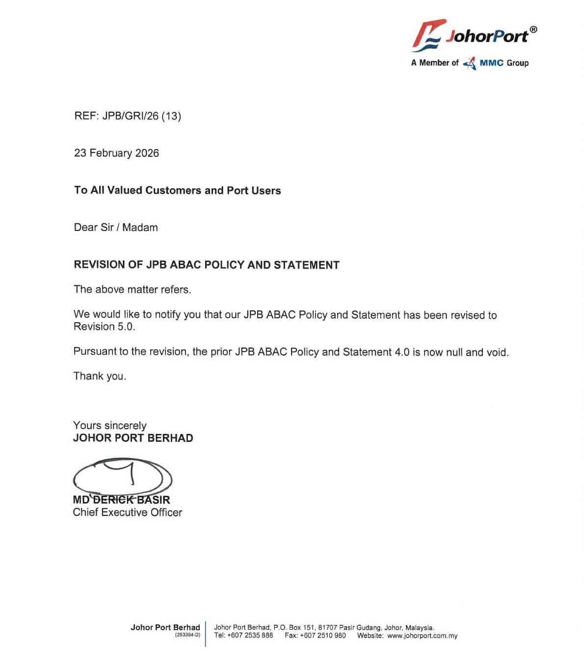 Revision of JPB ABAC Policy