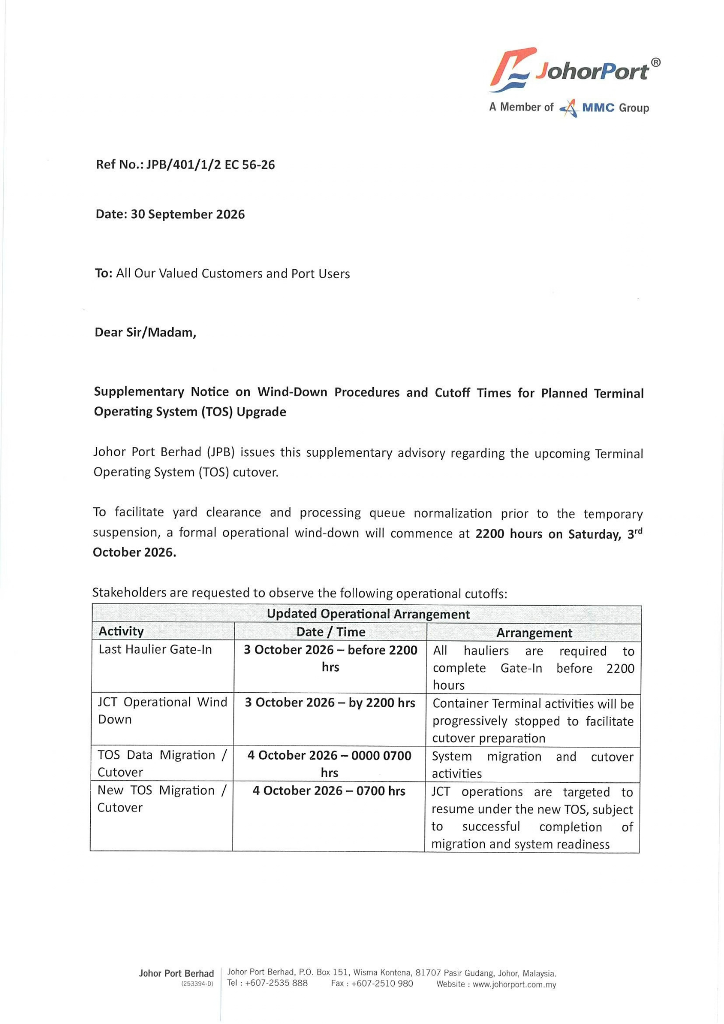Invitation-To-Attend-Refresher-End-User-Training-(EUT)-For-New-Terminal-Operating-System-(TOS)