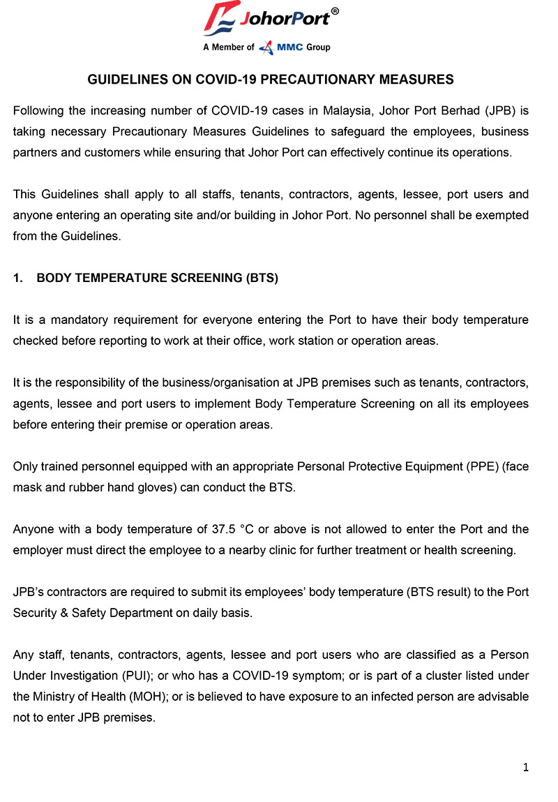 COVID-19 PRECAUTIONARY MEASURES