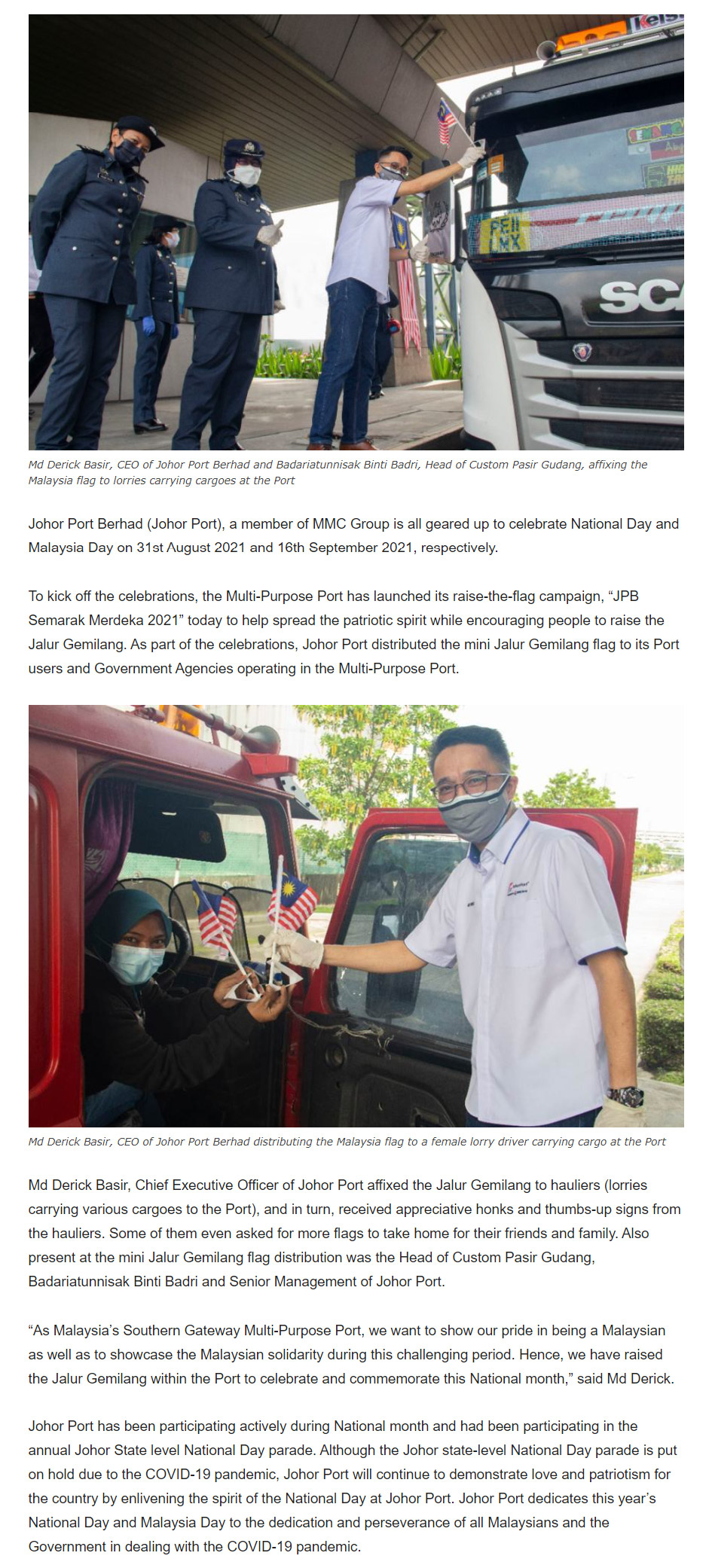 Johor Port Demonstrates Patriotism and Love for the Country